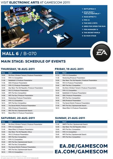 Новости - Карта и программа выставки EA на GamesCom 2011